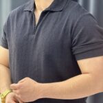 پولوشرت نیم زیپ پارچه ترک طرح یک