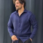 پیراهن لینن استین بلند
