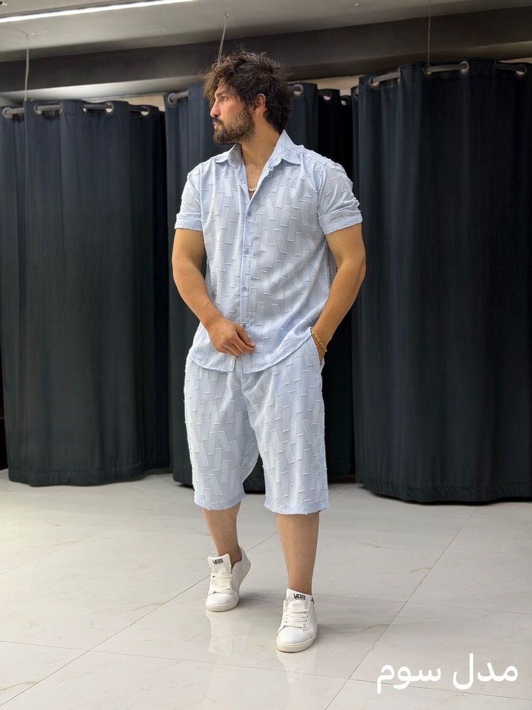 ست کامل پیراهن شلوارک لینن کد 2