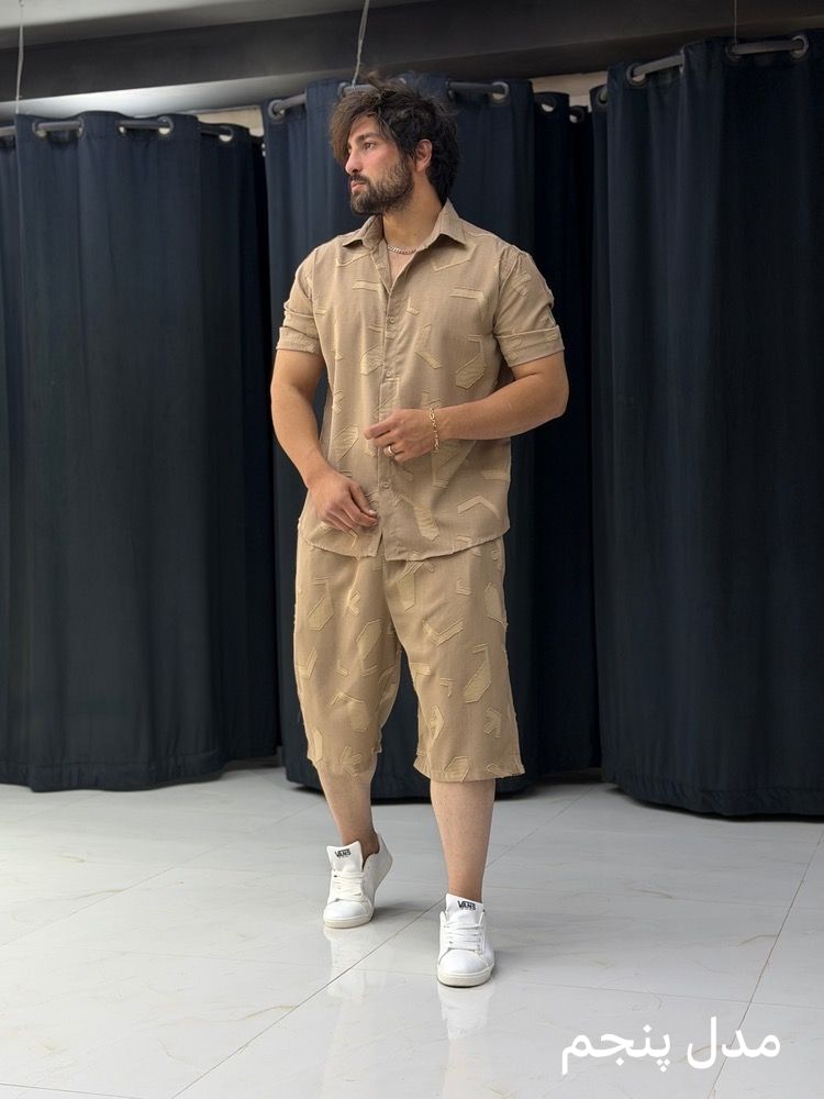 ست کامل پیراهن شلوارک لینن کد 2