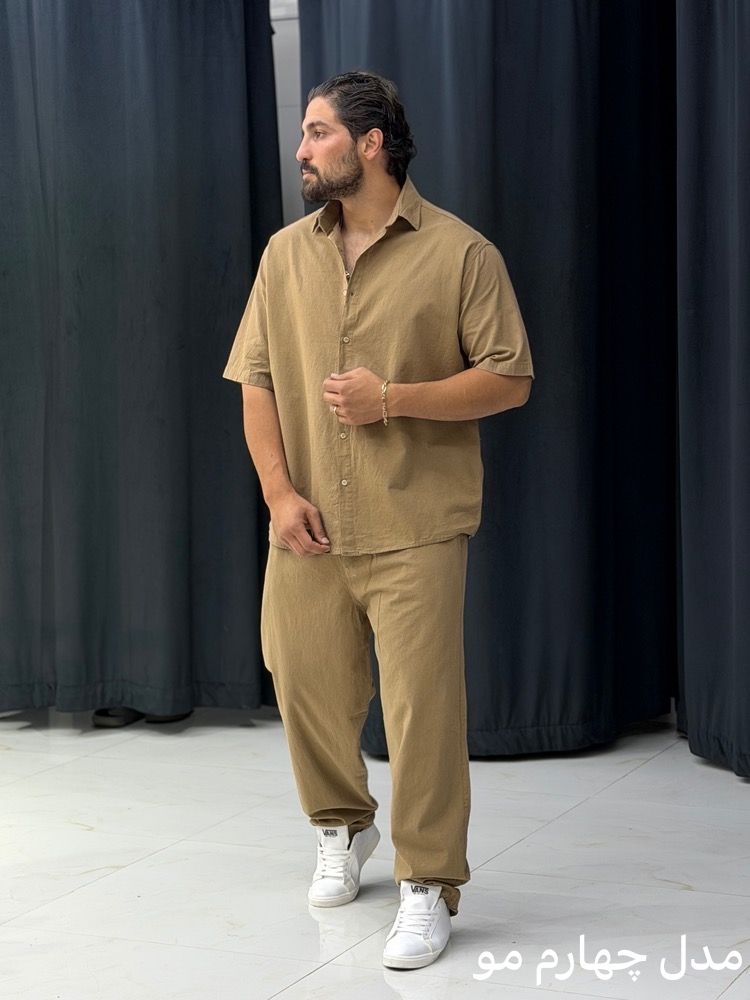 ست پیراهن شلوار پارچه لینن