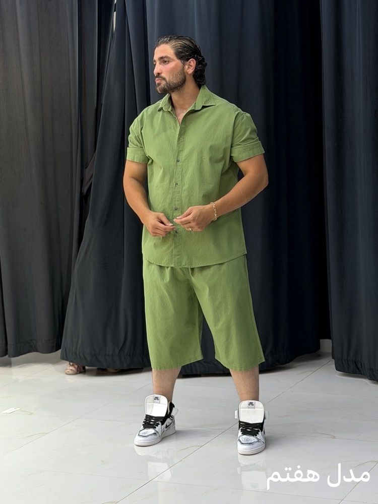 ست کامل پیراهن شلوارک لینن کد 5